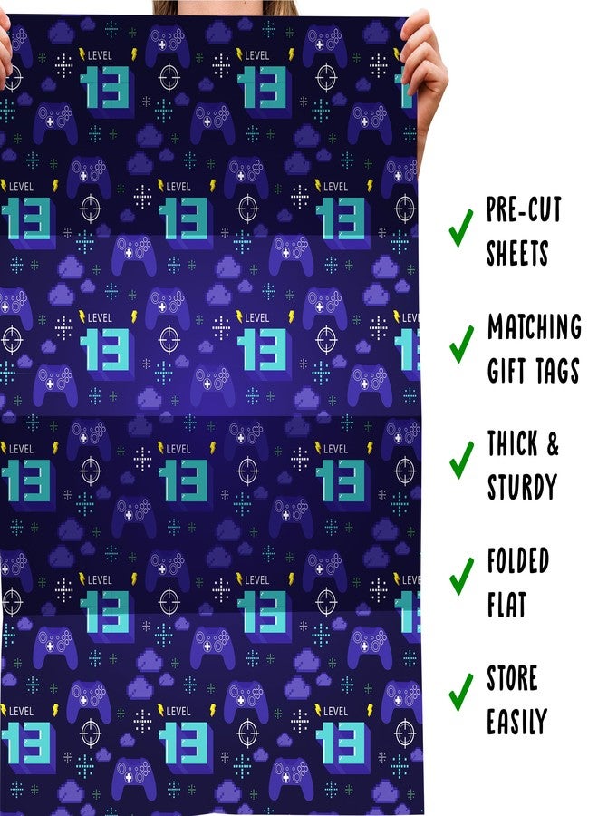 CENTRAL 23 Boys Wrapping Paper - Gamer - 13th Birthday - 6 Sheets of Gift Wrap - 13 Year Old Gaming Gifts - Teenager - Comes with Stickers - Recyclable - Image 5